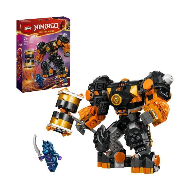 LEGO 71806 NINJAGO Le Robot Élémentaire de la Terre de Cole, Jouet avec 2 Personnages dont une Minifigurine Cole, Cadeau Ninja