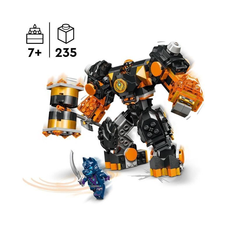 LEGO 71806 NINJAGO Le Robot Élémentaire de la Terre de Cole, Jouet avec 2 Personnages dont une Minifigurine Cole, Cadeau Ninja