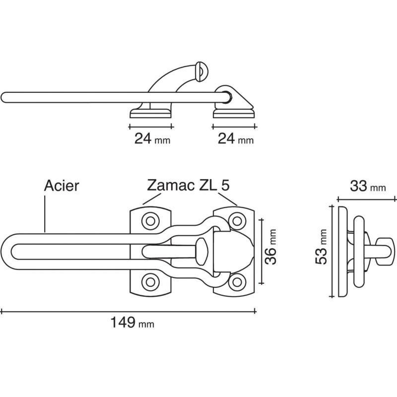 Entrebaîlleur de sécurité CLASSIC pour porte 150m couleur bronze SOCONA O3