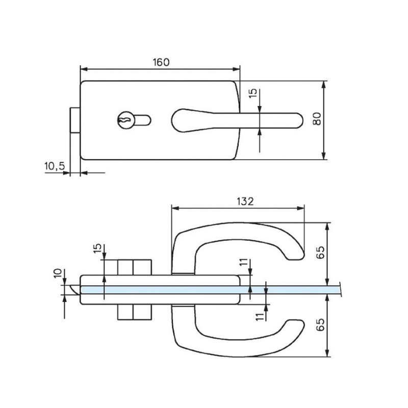 Serrure de milieu cylindre double béquilles Lagune 4300 chromé brillant STREMLER 4300.30.0