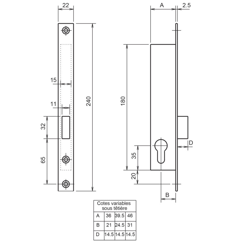 Serrure 1 point coffre 13 36 METALUX F113360000