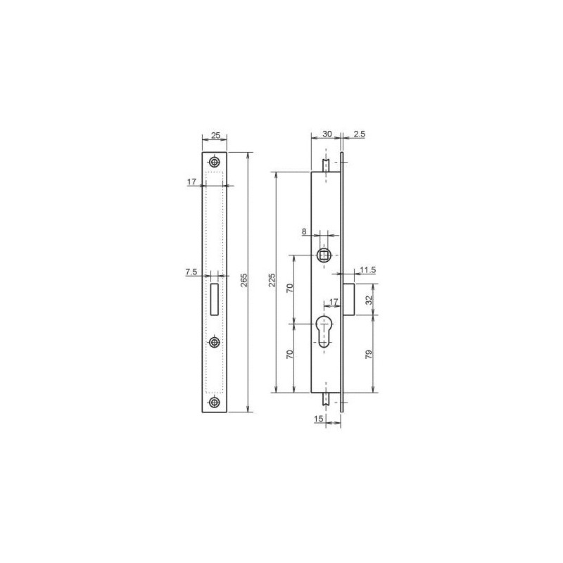 Serrure 3 points coffre 34 30 METALUX F134300000