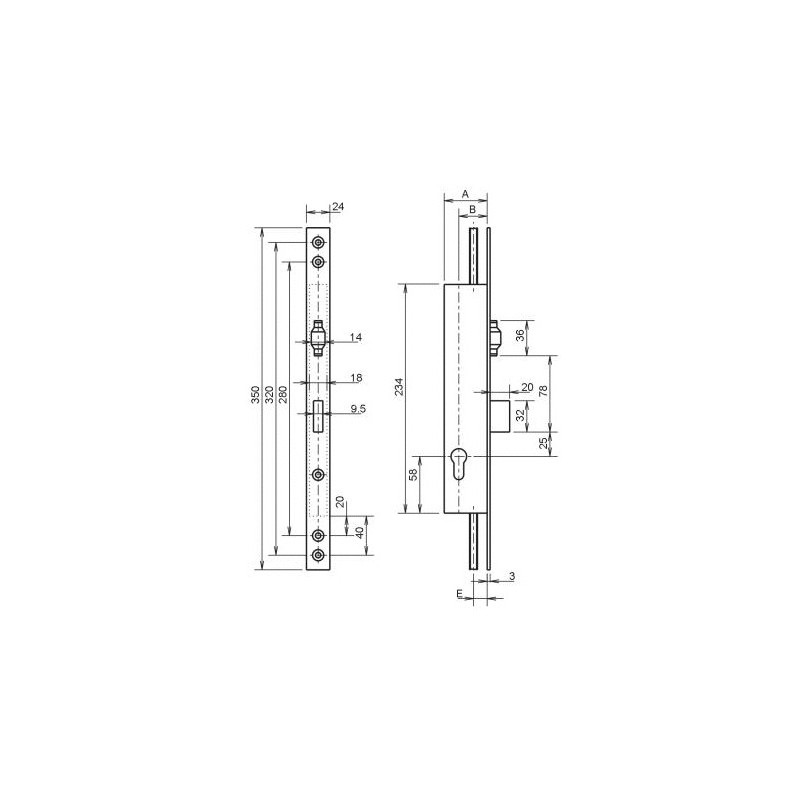 Serrure 3 points coffre 92MTX T8 39 T24 METALUX F1T8390200