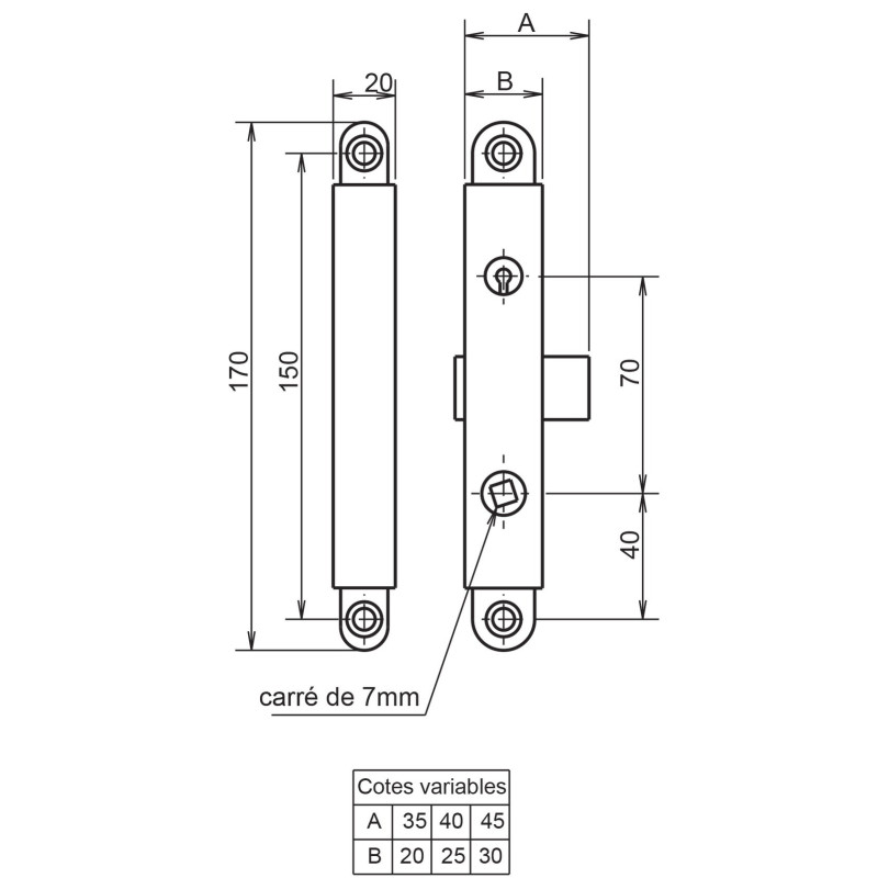 Serrure Bec de canne 4325 droite a clé GOLLOT F643251000