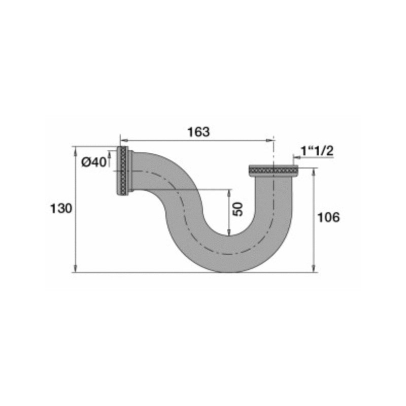 Siphon d’évier tube laiton haut débit D40mm VALENTIN 00 365200 009 00