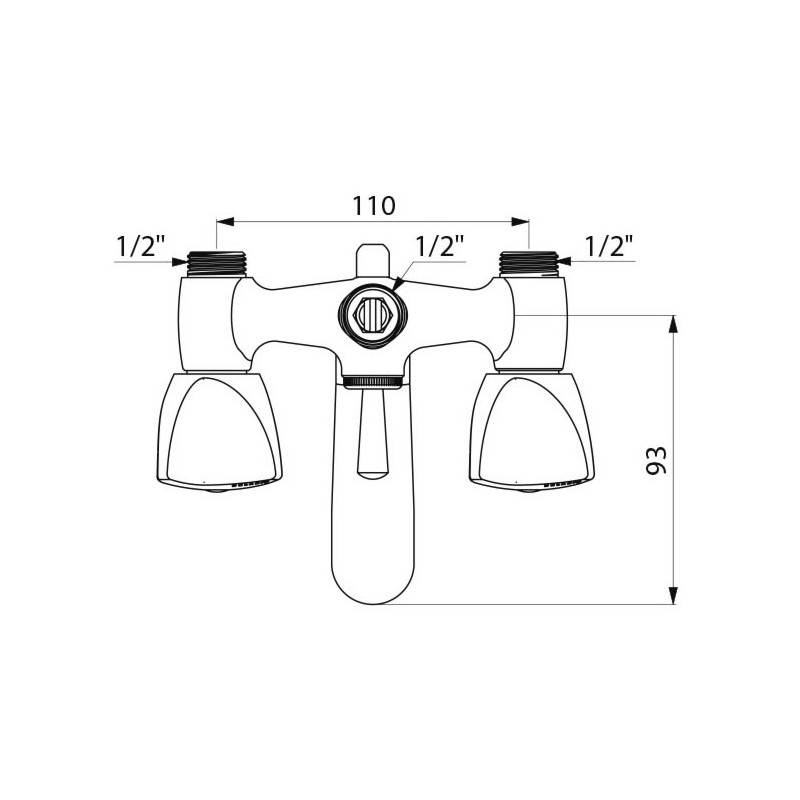 Mélangeur bain douche bicommande M1 2 avec bec fixe DELABIE D2410