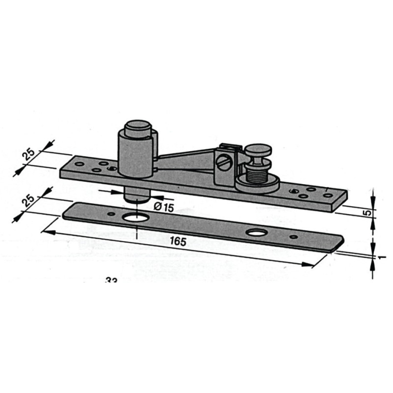 Pivot du haut 8066 complet pour porte double action acier bois aluminium DORMA 46300006