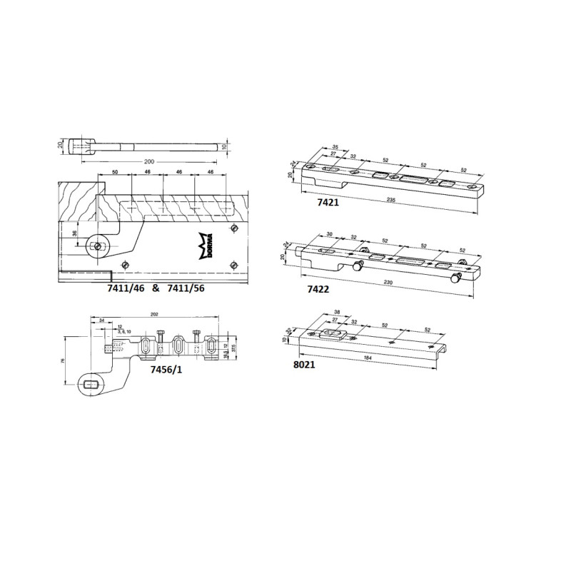 Bras du bas coudé 7411 56 à visser DORMA 45010003