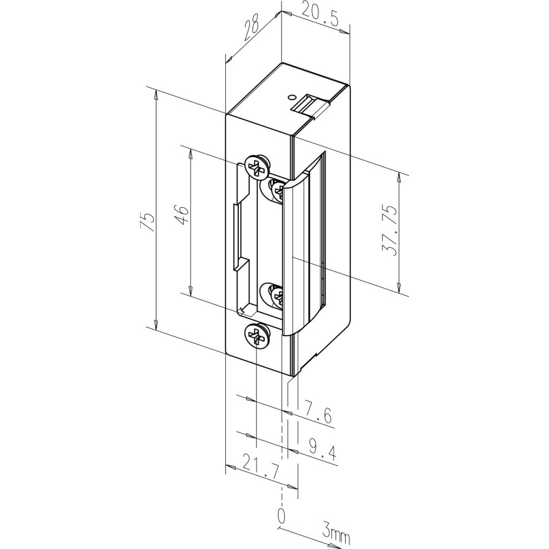 Gâche électrique 12V à émission encastrée EFF EFF SPE71