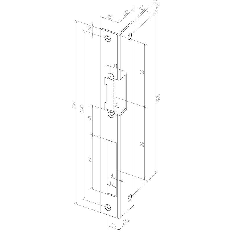 Têtière d angle 250 mm gauche IW EFF 06601 05