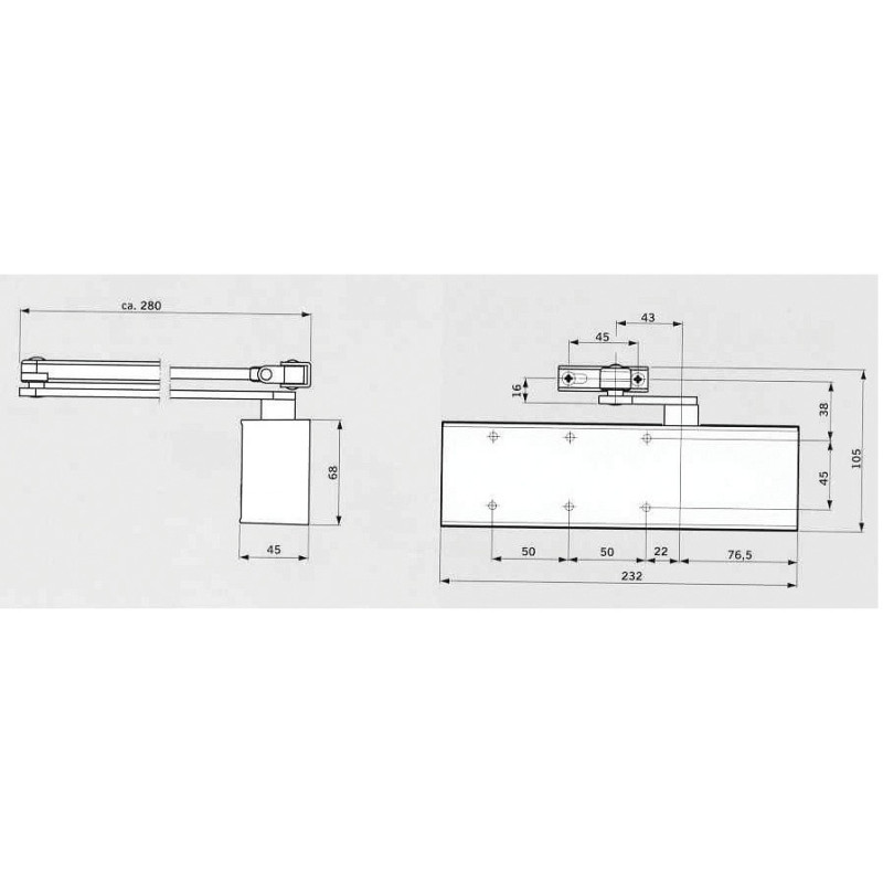 Ferme porte TS71 F3 4 fourni sans bras finition argent DORMA 22212101