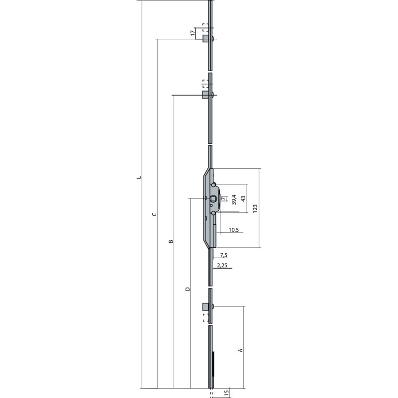 Crémone Gu Axe à 7,5 mm FERCO G 20465 09 0 1