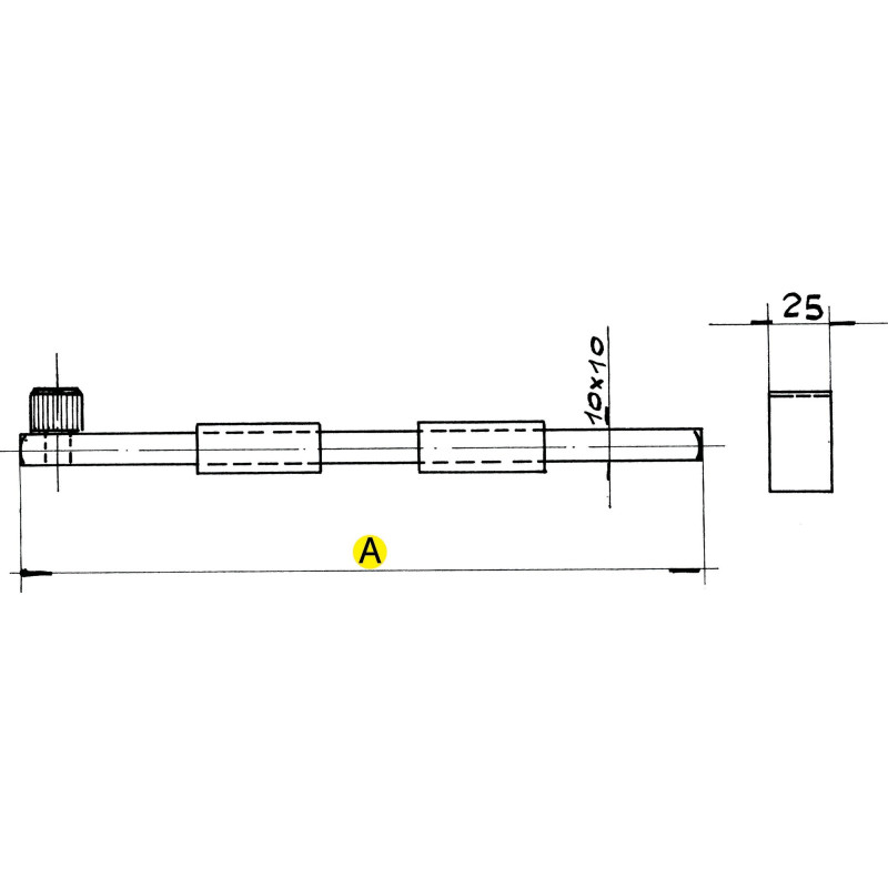 Verrou carré à souder 10X10 300 mm IBFM 009300A