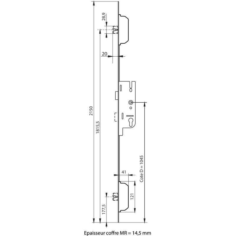 Crémone à larder Europa 40 70 mm MR2 16 2150 mm FERCO 6 33188 01 0 1