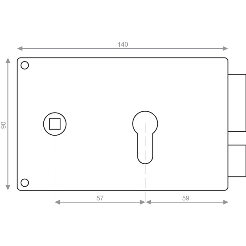 Coffre monopoint Heracles en applique pour cylindre européen horizontal fouillot droite doré