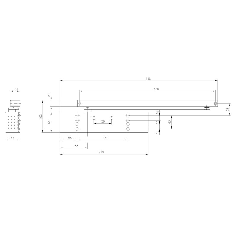 Ferme porte TS 92 CONTUR sans bras finition blanc DORMA 42020111