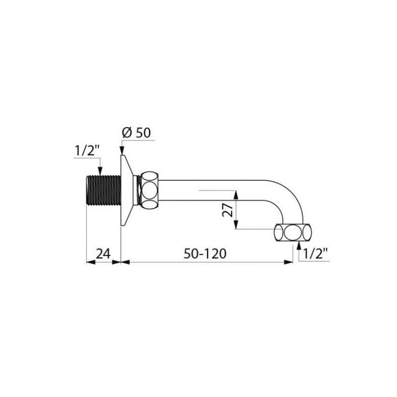 Raccord coudé fileté MF1 2 réglable 50 120 DELABIE 839815