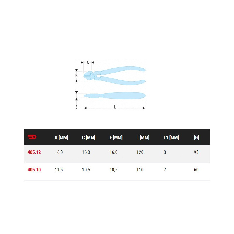 Pince coupante diagonale capacité 11,5mm longueur 110mm FACOM 405.10