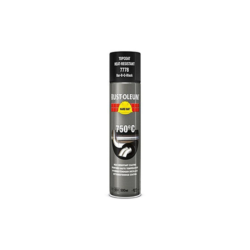 Peinture finitions Hard Hat® haute température noir satiné 750° 500ml RUST OLEUM 7778