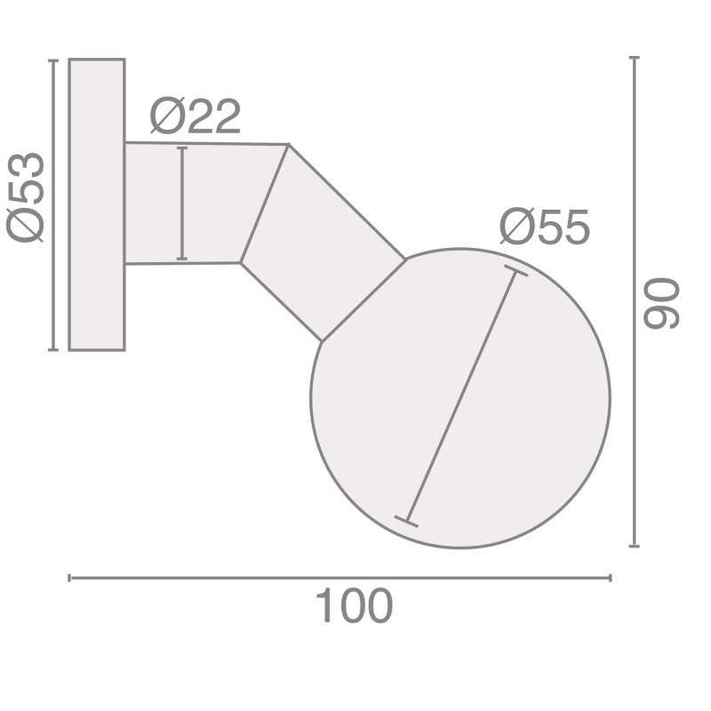 HERACLES Bouton porte inox boule deportée D. 55 mm