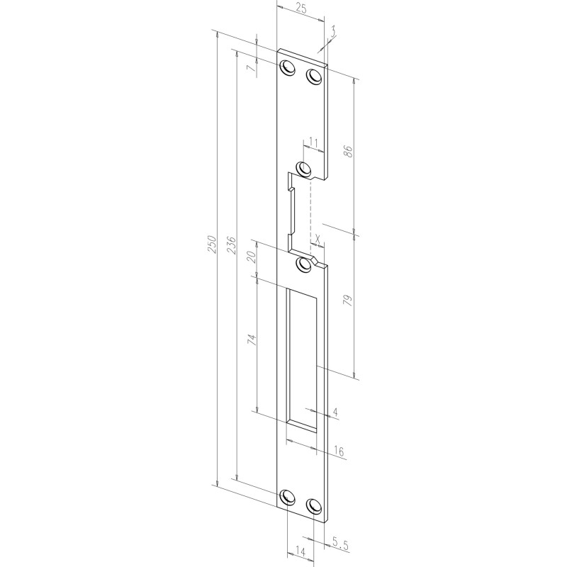 Têtière plate 250x25 mm EFF 681440