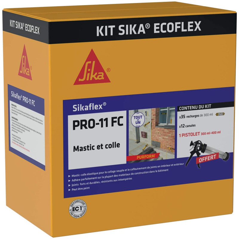 Kit SIKAFLEX PRO 11 FC ECOFLEX 35 poches recharges blanc + 1 pistolet SIKA 665536