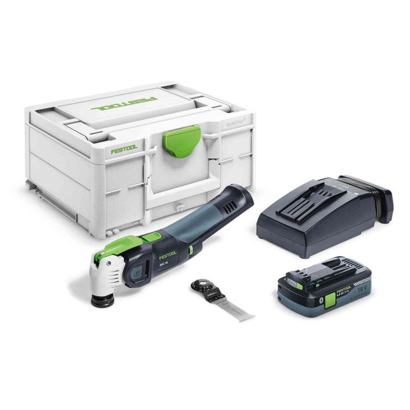 Scie oscillante 18V OSC 18 HPC 4,0 EI Plus + batterie 4 Ah + chargeur + coffret Systainer FESTOOL 576595