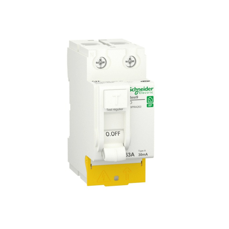 Interrupteur différentiel RESI9 30mA 2P peignable 2 x 63A Type A SCHNEIDER ELECTRIC R9PRA263