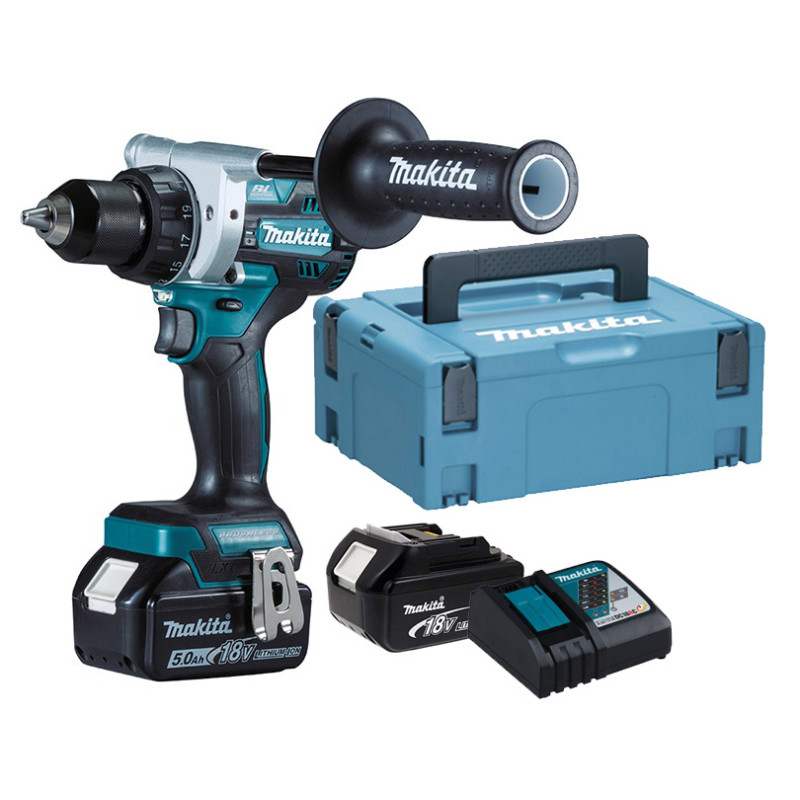 Perceuse visseuse 18V + 2 batteries 5Ah + chargeur rapide + coffret MAKPAC MAKITA DDF486RTJ