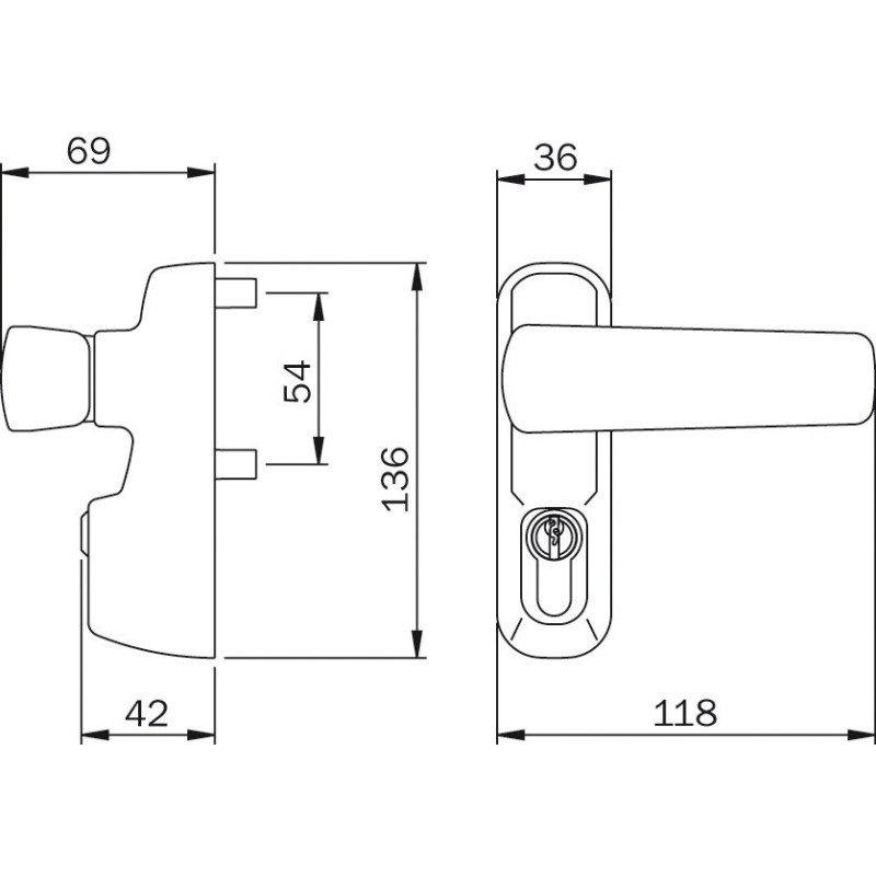 Module béquille et cylindre IDEA Noir ISEO 94011005T