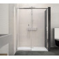 Paroi de douche MACAO sans seuil 142 155cm blanc transparent avec partie fixe droite KINEDO PA649BTNED