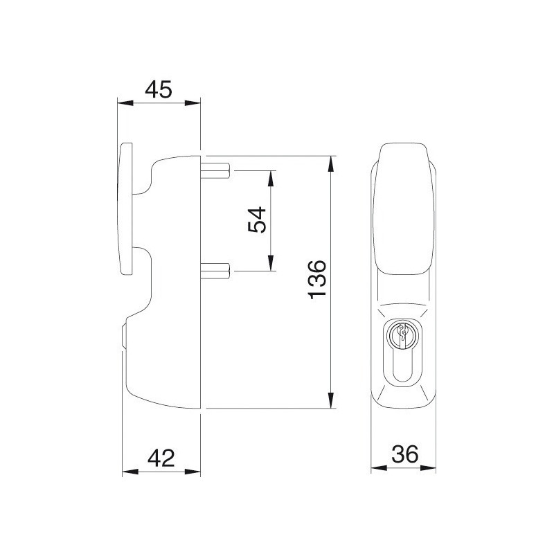 Module bouton tirage fixe à clé Noir ISEO 94013005