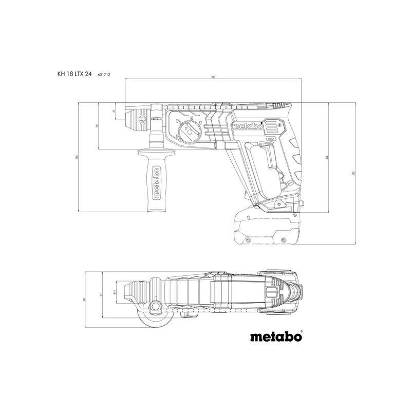 Perforateur SDS Plus 18V KH 18 LTX 24 (sans batterie ni chargeur) + metaBOX METABO 601712840