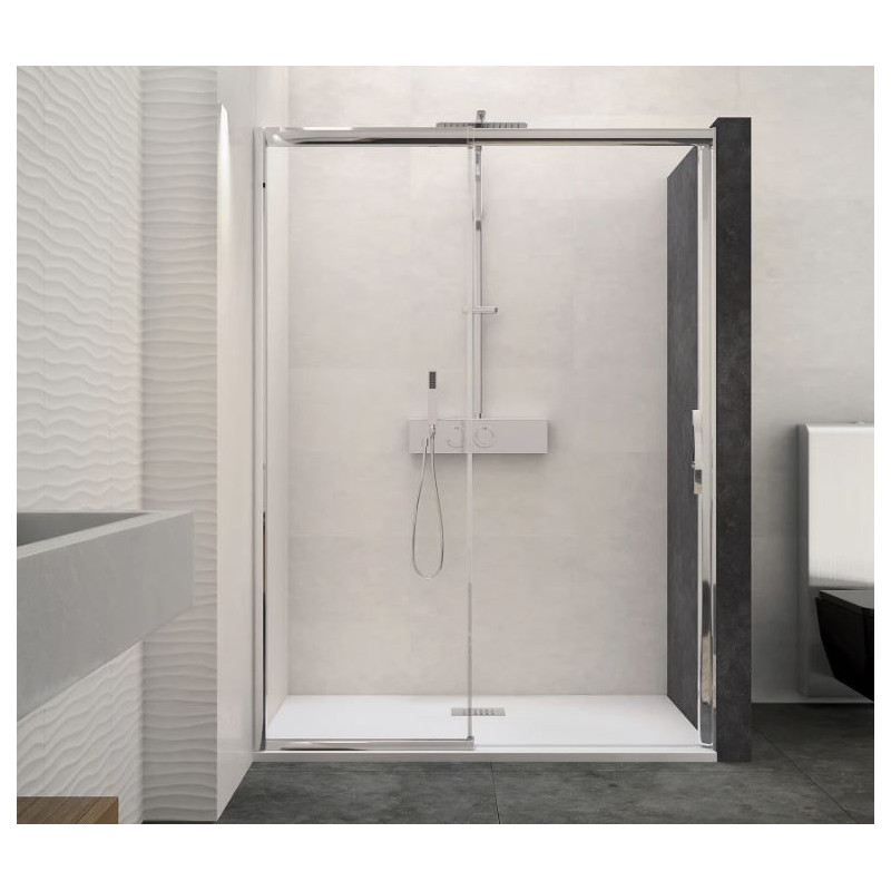 Paroi de douche blanc sans seuil 115 125cm CLASSIC MACAO côté gauche KINEDO PA647BTNEG