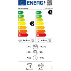 LG LS 13/7kg - 81L - 1400 trs – Étiquette D/A-10%/A/A (71 dB) - Moteur AI LG - F374R92WSTA