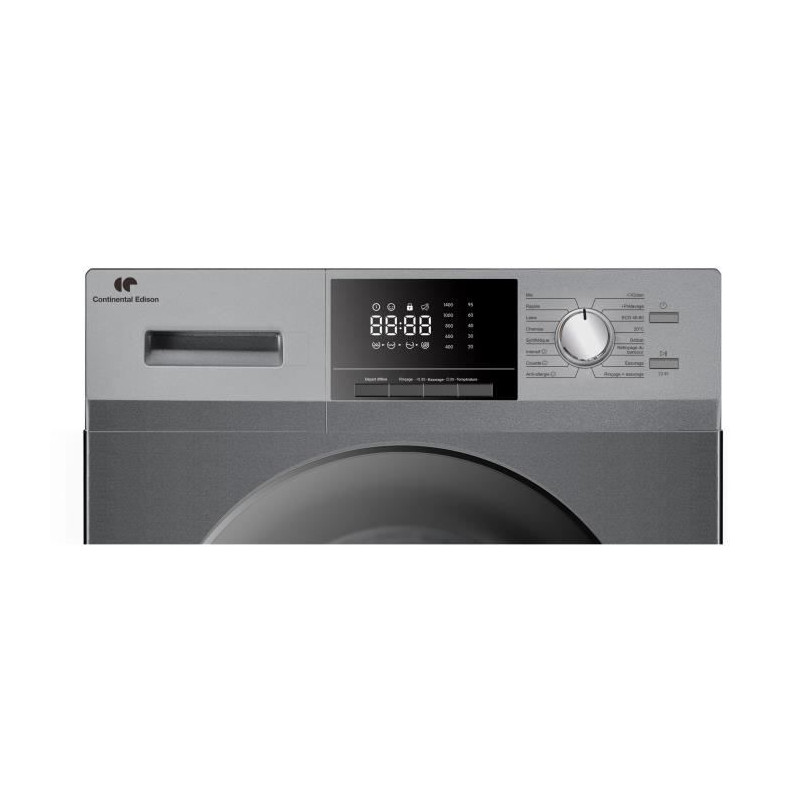 Lave-linge hublot CONTINENTAL EDISON CELL10140S2 - 10 kg - Largeur 60 cm - Classe A - 1400 trs/min - moteur induction -Anthracit