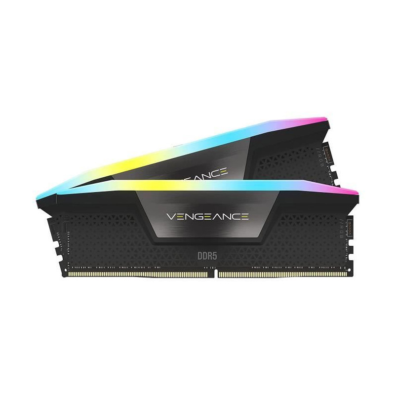 Mémoire RAM - CORSAIR - Vengeance RGB DDR5 RAM 32Go (2x16Go) 6000MHz CL30 Intel XMP Compatible iCUE - Noir (CMH32GX5M2B6000C30)
