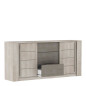 Enfilade ANTIBES 2 portes coulissantes + 3 tiroirs - Décor chene champagne et béton beige - L206 x P44.9 x H94 cm - DEMEYERE