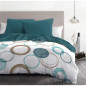 Parure de couette HOME LINGE PASSION Audace - couette 240 x 260 cm + 2 taies d'oreiller 63x63 cm - Bleu canard