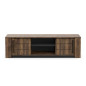 Meuble TV MONACO - 2 portes coulissantes + 3 étageres - Décor bois oak et noir - L184.5 x P42.3 x H51.8 cm - DEMEYERE