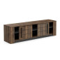 Meuble TV MONACO - 2 portes coulissantes + 3 étageres - Décor bois oak et noir - L184.5 x P42.3 x H51.8 cm - DEMEYERE