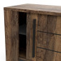 Meuble TV MONACO - 2 portes coulissantes + 3 étageres - Décor bois oak et noir - L184.5 x P42.3 x H51.8 cm - DEMEYERE