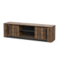 Meuble TV MONACO - 2 portes coulissantes + 3 étageres - Décor bois oak et noir - L184.5 x P42.3 x H51.8 cm - DEMEYERE