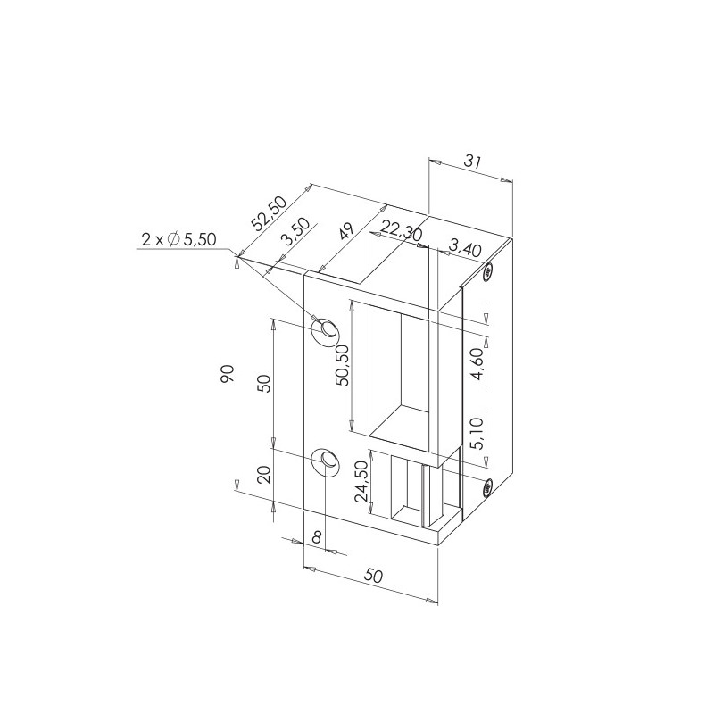 Gâche 90 mm HERACLES PCA 10151D