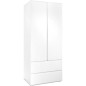 Armoire - CALICOSY - Image 60A - 2 portes battantes - 2 tiroirs - Blanc