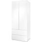 Armoire - CALICOSY - Image 60A - 2 portes battantes - 2 tiroirs - Blanc