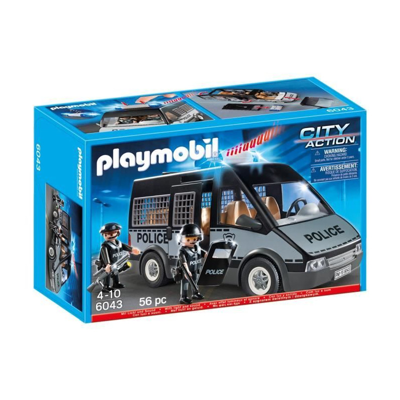 PLAYMOBIL - 6043 - Fourgon de police avec sirene et gyrophare