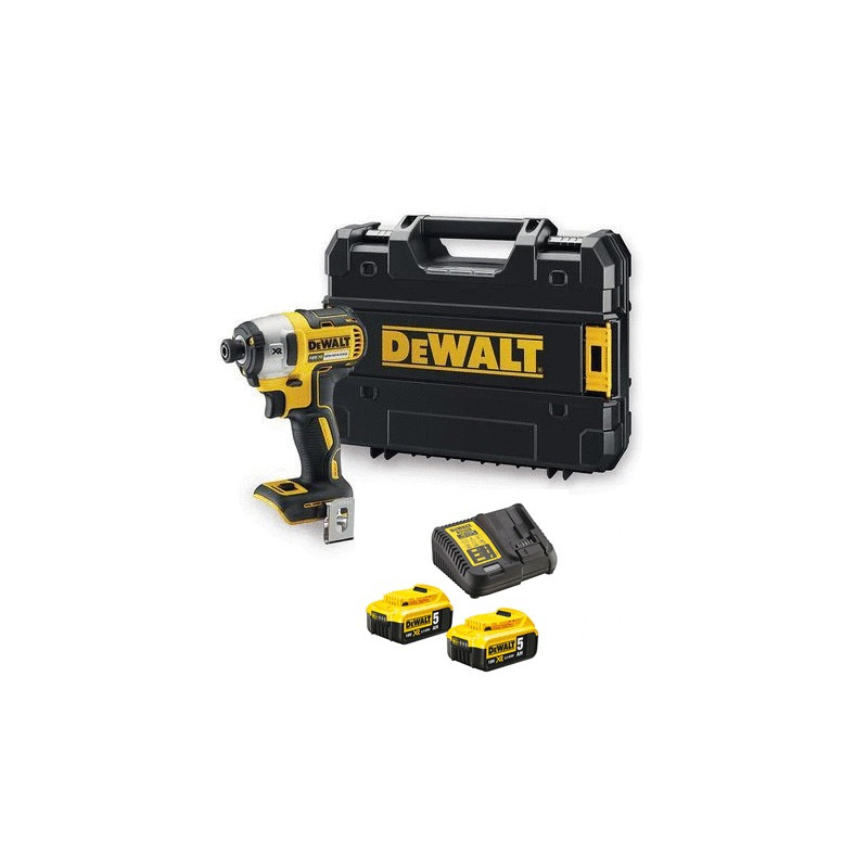 Visseuse à chocs 18V XR Brushless + 2 batteries 5Ah + chargeur + coffret T STAK DEWALT DCF887P2 QW