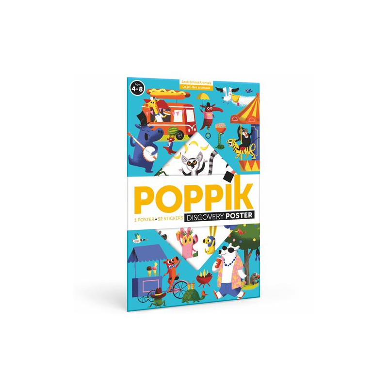 Jeu créatif Poppik Discovery Sticker Cherche et Trouve les animaux Rigolos