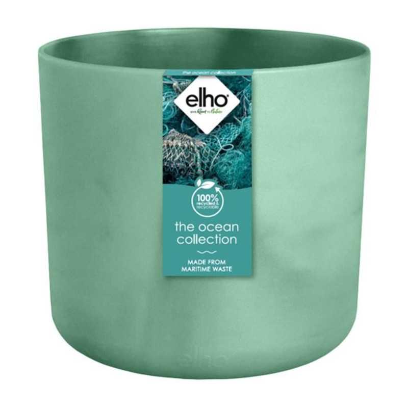 ELHO The Ocean Collection Pot de fleurs ronde 22 - Vert - Ø 22 x H 20 cm - intérieur - 100% recyclé